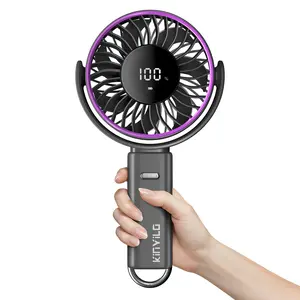 6-Inch Large Handheld Fan, 6000mAh Battery Portable Fan with 100 Speed Levels, Strong Airflow Personal Fan, 5-30 Hours Working Time, 135° Foldable for Travel, Outdoor, Office (Beige)