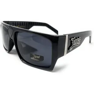 LOCS Hardcore Shades LOCS 91010 Black Sunglasses | Gangster Square FLAT TOP Cholo OG Lowrider Shades Adult