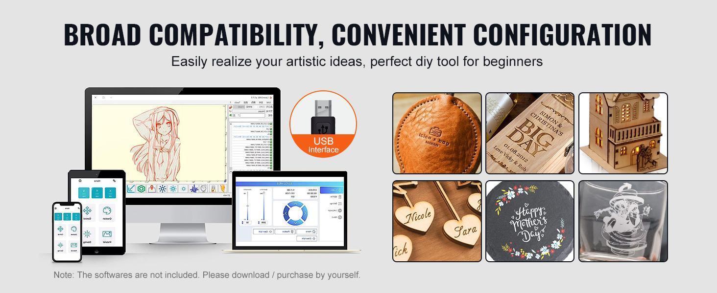 VEVOR Laser Engraver, TikTokShopBlackFriday, 5W Output Laser Engraving Machine, 16.1" x 15.7" Large Working Area, 10000mm/min Movement Speed, Compressed Spot with Eye Protection, Laser Cutter for Wood, Metal, Acrylic