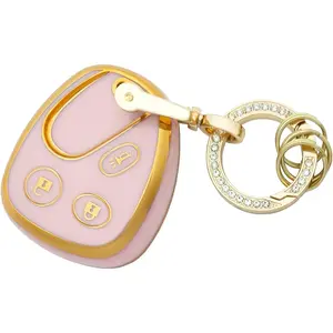 Fob Cover Case Shell Keychain for Chevy Tahoe Suburban Silverado Avalanche Equinox SSR GMC Sierra Yukon Cadillac Escalade Hummer H2 Pontiac Torrent Saturn Vue Pink (for GMC A)