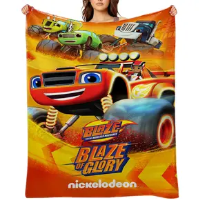Blaze-and-the-Monster-Machines-Flannel Throw Blanket for Girls Boys- Ultra Soft, Anti-Shrink & Wrinkle-Resistant ,Quick-Dry, Machine Washable Cozy Throw ,Perfect Gift for Kids Adults A-2