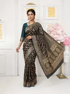 Satin Soft Banrasi Saree with Unstitched Blouse, Cultural Wear for Women