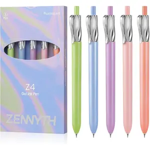 Gel Pens, 5-Pack Retractable 0.5mm Black Ink Pens, Luxury Aesthetic Fluid Design, Smooth Quick-Dry Writing Pens for Journaling, Note-Taking, Office, School Supplies (Z4 5 count Pearlescent)