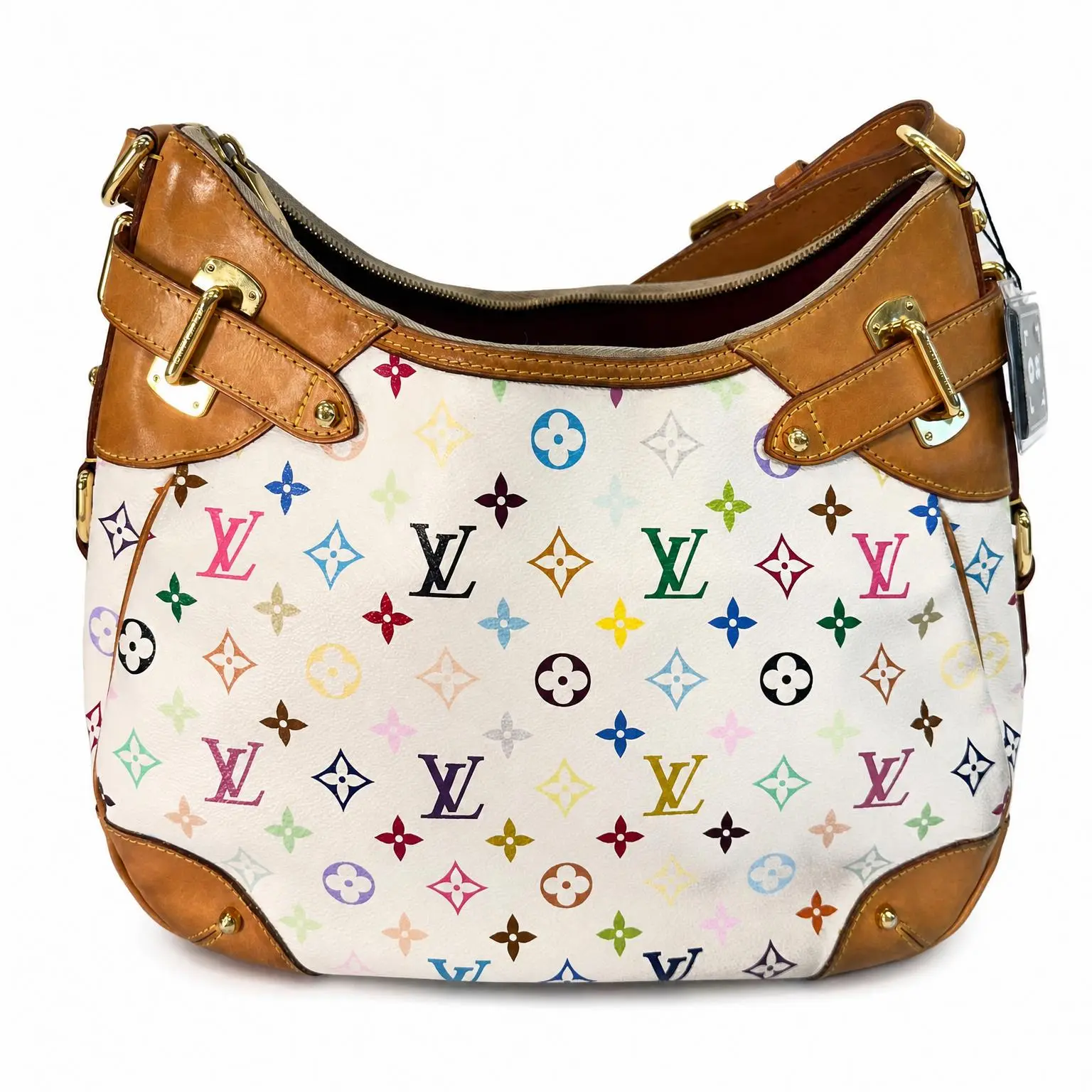 Pre-owned Louis Vuitton X Hobo Bags Monogram Multicolore Greta Bag White