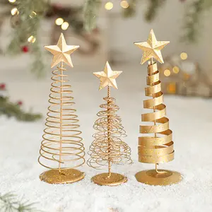 Gold iron Christmas tree ornaments iron five-pointed star mini small light luxury desktop ornaments decoration Home Decor Ornaments