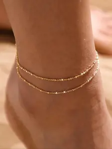 Women's Fashionable Beaded Anklet, Simple Style, Versatile Accessory for Parties, Beach Vacations, Daily Wear, Holiday Gift Idea, Jewelry Accessories