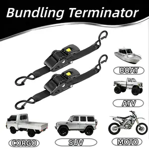 2 Inch Heavy Duty Retractable Ratchet Tie Down Straps, Quick Release Adjustable Cargo Straps for Truck, Pickup, Trailer, ATV & Motorcycle, Durable Weather Resistant Webbing, Auto Retract, Ideal for Hauling, Moving & Outdoor Secure Use