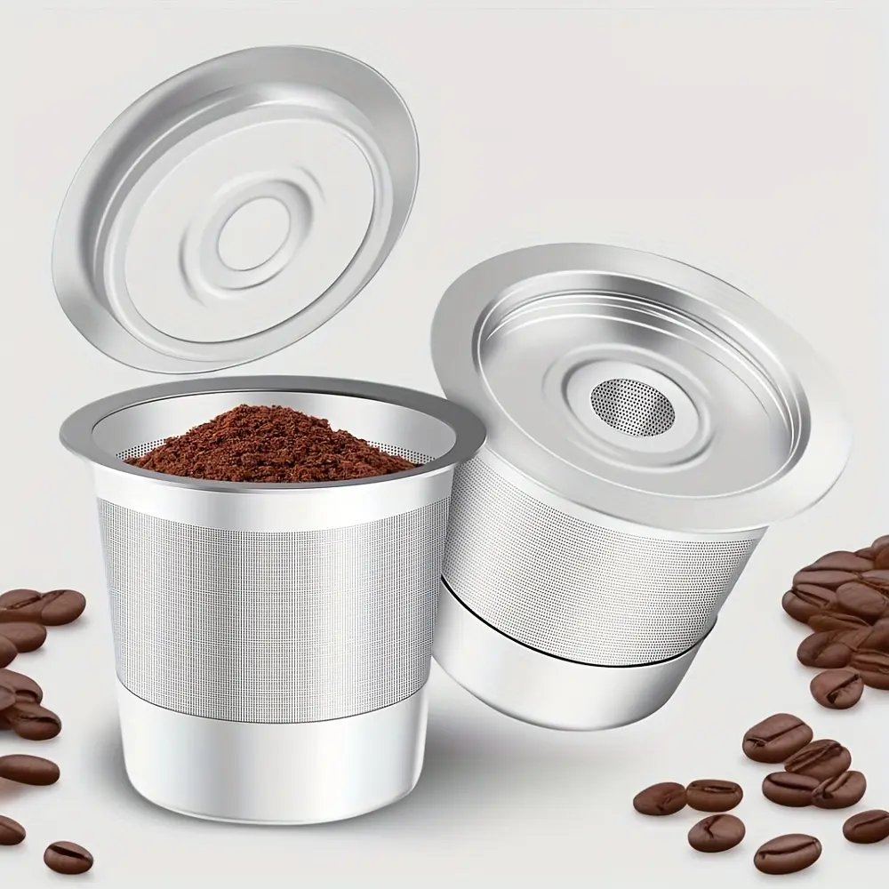2 Pack Stainless Steel Reusable K-Cups Coffe Pods Compatible with Kuerig 1.0 Coffe Maker Machine, 100% Stainless Ste Filter