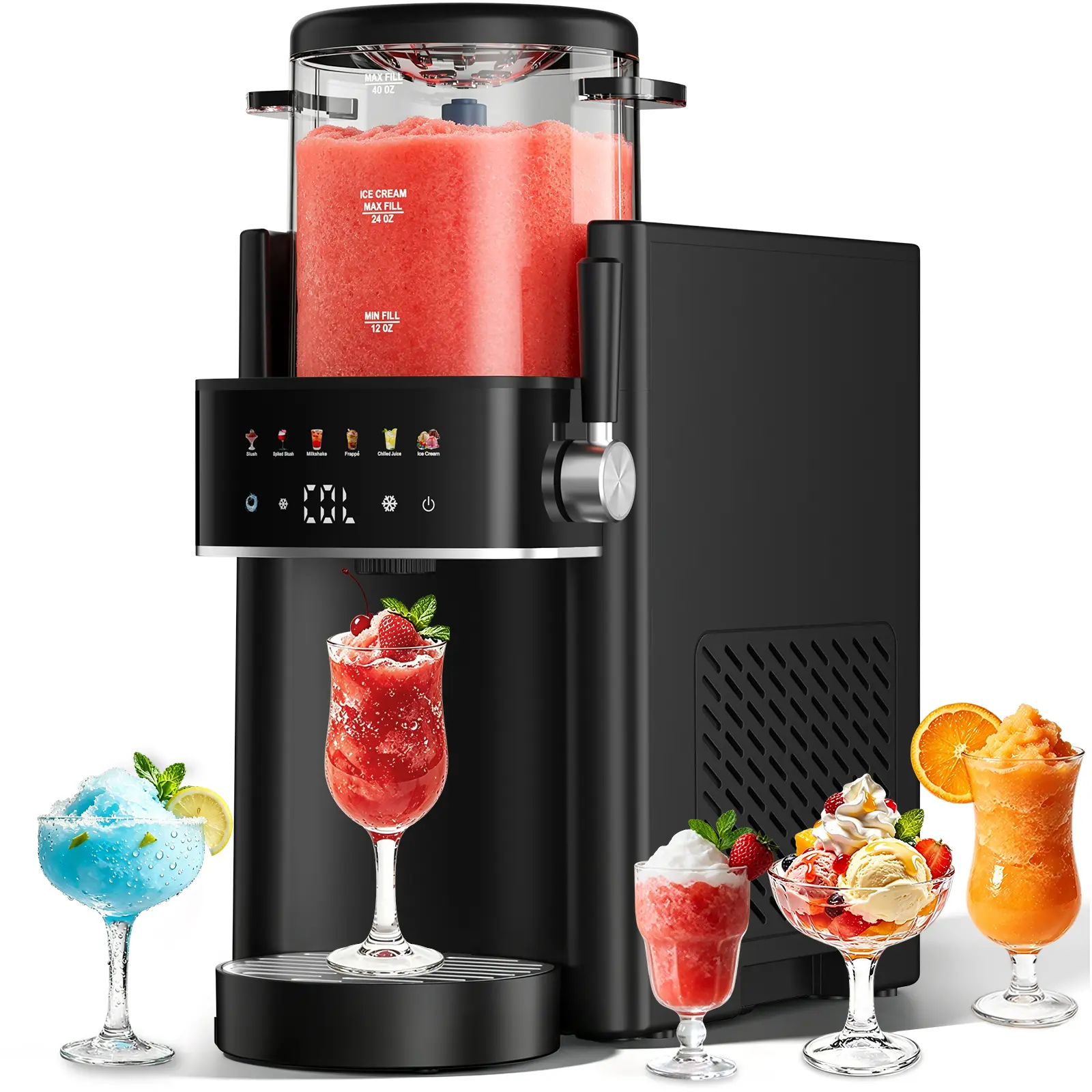 【Deal】Slushie Machine with Self-Freezing, 3-in-1 Ice Cream Maker and Margarita Machine, No Ice Needed Rapid Chill Slushy Maker for Home, Parties, 6 preset mode，Frozen Drinks, Frappe, Smoothie, Automatic cleaning，Summer Essentials,DealsForYouDays