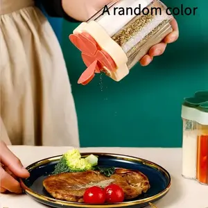 Random Color 5 in 1 Seasoning Container, 1 Count Clear Seasoning Bottle, Seasoning Container for Home Kitchen Outdoor Camping Barbecue