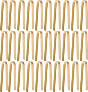 Mothers Day Gift 30 Pcs Wooden Tongs for Charcuterie - Mini Bamboo Disposable Tongs for Serving Food, Natural Wooden Cooking Toast