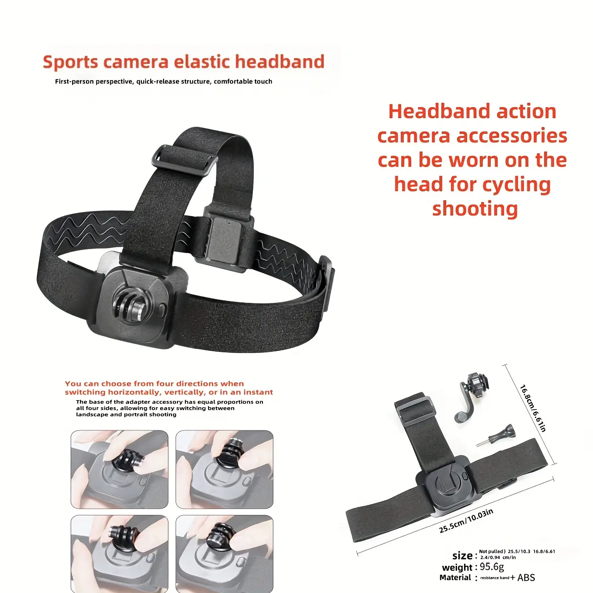 Adjustable Head Strap Mount Headband for Gopro Hero & Insta360 Cameras, Durable Design for Secure Fit, Perfect Accessory for Vlogging & Filming, Sports Camera Accessories