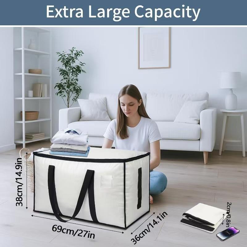Large-capacity, transparent, thick-walled plastic storage bins with hinged lids; sturdy, durable, high-capacity organizers ideal for home use, camping, travel, attics, dorm rooms, and moving