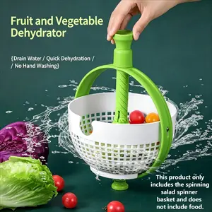 Manual Rotary Vegetable Dryer, Hand-Press Fruit & Vegetable Salad Spinner, Household Draining Basket for Quick Dehydration & Washing, Labor-Saving Lettuce & Produce Drain Tool