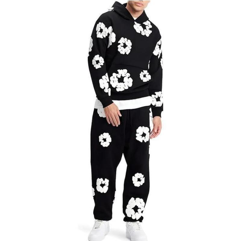 Hooded athletic tracksuit unisex 2 piece running clothing long sleeve ...