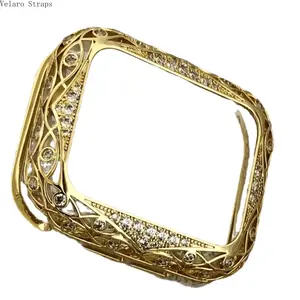 2026 New OEM Crafted Copper Shell Stone Inlay Hollow Diamond Protective Case, Zirconia Metal Bird's Nest Design Watch Cover for Smart Watch