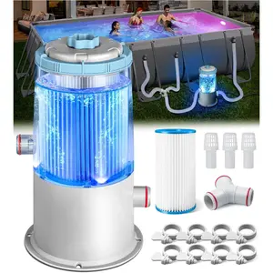 Glowing 1000 GPH Above Ground Pool Filter Pump with Built-in Blue LED Light |  Pool  Filter Pump System |  Water Circulation & Filtration up to Clean and Clear Water