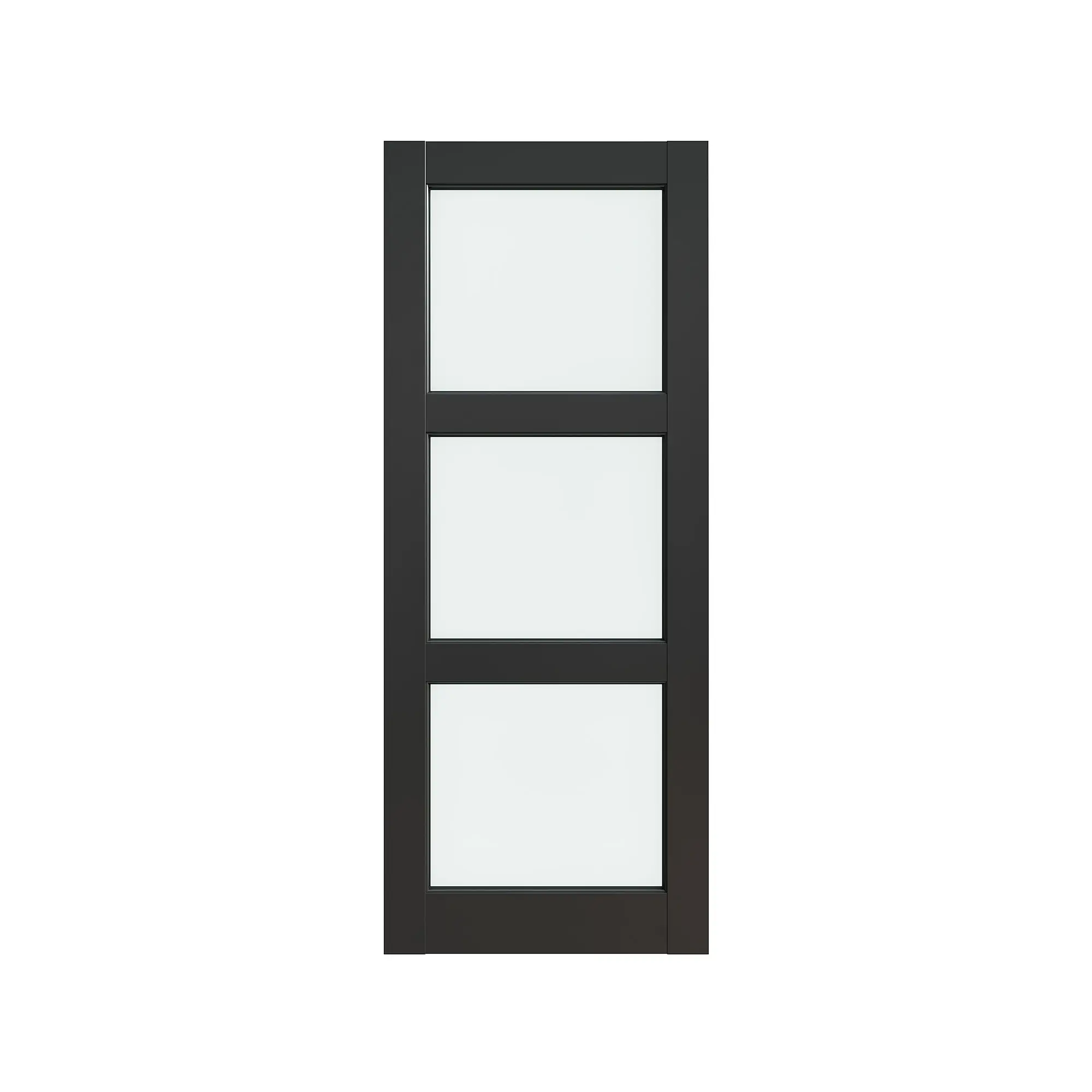 3-Lite Frame Preassembled Interior Soundproof Door, MDF Wood Panel with Frosted Privacy Glass, Back-Mounted for Utility Room & Bathroom, No Hardware Included, Natural Light Permeable
