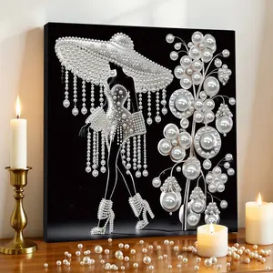 A framed pearl and diamond painting set | people Pattern, acrylic paint canvas, suitable for wall decoration in living rooms, bedrooms, and studies; a great choice for Christmas, New Year's, and birthday gifts.