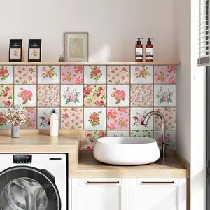 Floral Vinyl Peel & Stick Wall Tiles Floral Vinyl Peel & Stick Wall Tiles
