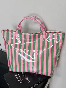 Striped Handbag High-Value Lightweight Commuter Bag Large Capacity Travel Shoulder Bag Casual Fashion Beach Bag All Seasons