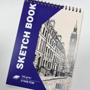 A4 Coil Sketchbook 110g Thick, Art Student Dedicated Quick Sketch Book, Street Scene Line Draft Cover, 40 Pages Art Supplies
