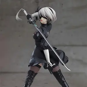 Striking Black Anime Warrior Statue Graceful Swordswoman in Action Pose, PVC Collectible, Perfect Gift for Anime Enthusiasts summerwins