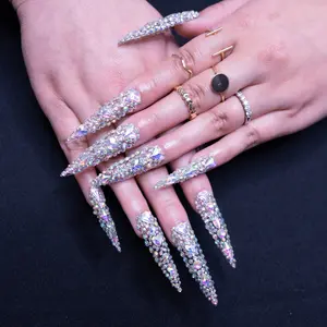 Sparkling Glam Long XXL Stiletto (Length 2.1") Handmade Press on Nails, Fake Nails, Reusable, Luxury Nails, Acrylic Nails