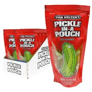 Van Holten's Pickle In-A-Pouch Jumbo Hot Pickle-In-A-Pouch 12 Pack Gluten-Free Kosher Fat-Free Low Calorie Low Carb Made in USA Hot Flavored Snack chamoy  pickle  kit