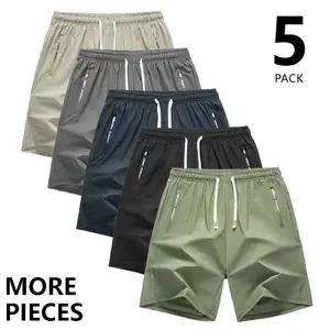 5-Piece Men's Sport Shorts Set Featuring Adjustable Drawstrings and Secure Side Zipper Pockets for Ultimate Gym Performance and Casual Street Style