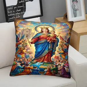 Divine Virgin Mary & Baby Jesus Throw Pillow, Includes Pillow Core, Sacred Religious Art Accent Cushion for Sofa Bedroom Prayer Room, Perfect Spiritual Gift for Catholic Christian Believers