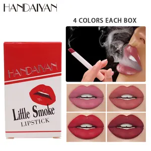 GIFT| 4 Pcs Makeup Smoke Tube Lipstick Set, 4 Piece Vibrant Color Set, , Semi-Matte Texture, Waterproof Matte, Cute Packaging Cosmetic Lipgloss