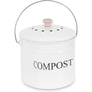 Compost Bin - 1 Gallon Countertop Composter with Lid, Charcoal Filters, Rust Proof Indoor Food Waste Bin