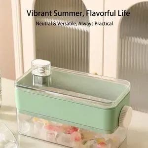 UFORU One Press Ice Cube Tray with Storage Bin, Easy Release Ice Maker Tray with Lid and Scoop, Ice Cube Mold for Fruit Ice, Coffee, Juice, Cocktails and Summer Drinks