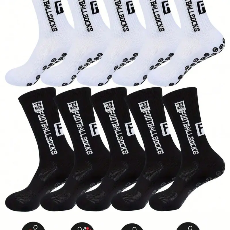 Teen Socks Set, Letter Design Mid-High Tube Socks, Sporty Socks, Sports Socks, Athletic Socks, Running Socks for Football Rugby Basketball, Soccer Grip Socks