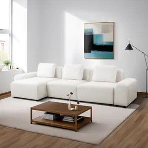 Modern White Microfiber 4-Piece Sofa Set Comfortable Soft Cushion Living Room Furniture Easy Clean Design For Home Apartment Small Space Decor