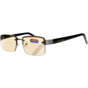 Magnetic Drilling Rimless Tinted Crystal Glass Lens Sun Reading Glasses (Brown, 1.0)