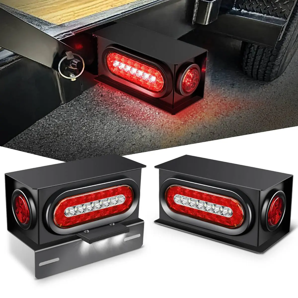 Red White Oval+ Red Marker Trailer Light Box