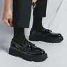 Men's Fashionable Loafers - Elegant PU Leather Waterproof Slip-On Ankle Footwear, Rubber Sole, Round Toe, Effortless Wear for Rush Hours, All Seasons Business Essential, Sohochic Gift Pick