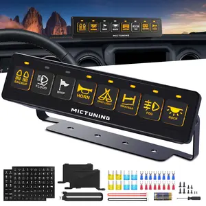 MICTUNING BC80 8-Gang Wireless Switch Panel, Dual Power Hubs, Auxiliary ON-OFF Relays Circuit Box, 4 Control Modes