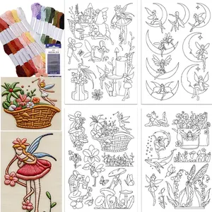 Flower Fairy Water Soluble Floral Embroidery Design Patterns, Wash Away Stabilizer, Stick & Stitch Transfer Paper for Hand Sewing Beginners & Craft Lovers