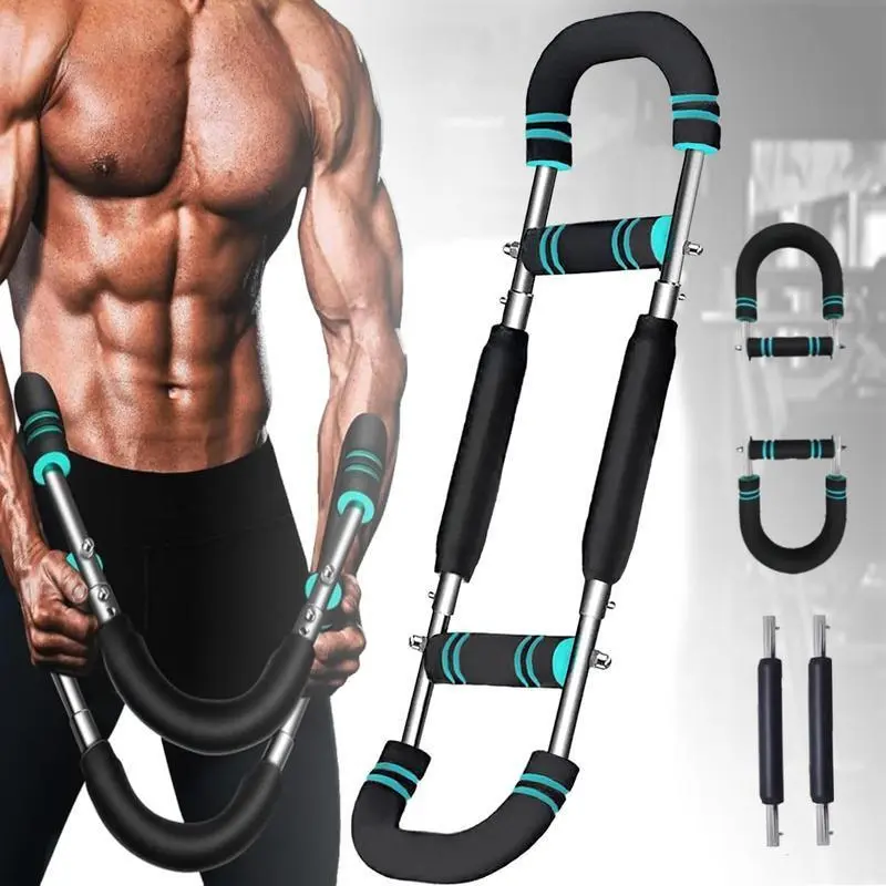 Adjustable Handle Twister Arm Exerciser - 1.5kg Metal Spring Workout Bar with Anti-Slip Foam Grip, Detachable Parts, Portable & Versatile for Gym, Home Use, Strength Training (Chest, Triceps), Unisex, Compact, Quick Setup, Durable