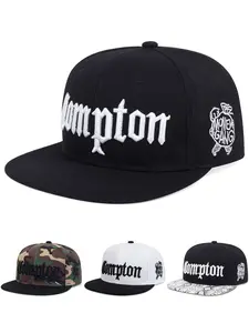 2025 Personalized Fashion New Flat brimmed Hat Compton Embroidered Skateboarding Hat Outdoor Sports Sunshade Hat Daily Leisure Commuting Decorative Hat Street Pop Hip Hop Hat Male Female Adjustable Baseball, Flatbill Snapback Hat