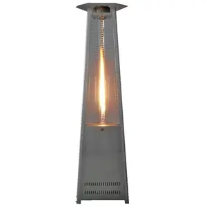 212 MAIN 94-in Commercial Stainless Steel Glass Tube Gas Fire Pit Outdoor Patio Heater - HLDS01-CGTSS Model, Radiant Heat, Variable Control, Ideal for Patio Use