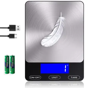 Food scale -33lb digital kitchen scale for food ounces grams rechargeable 304 stainless steel,batteries and type-c charging | perfect for meal prep, cooking, and baking, black