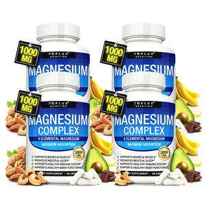 Magnesium Complex 1000mg Made with 8 Elemental Magnesium 90 Capsules Supplement Fitness Edible Healthcare Dietary Brain Booster Vitamin