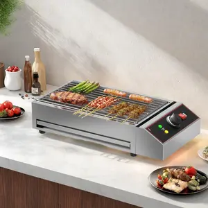 1800W Smokeless Electric Grill, Indoor Outdoor Portable Griddle, Commercial Countertop BBQ Grill with Stainless Steel Grill Grate, Adjustable Temperature 122°F-572°F, for Home Camping Picnic