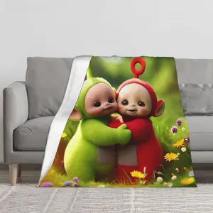 This Teletubbies inspired flannel blanket, portable thickened picnic mat sofa towel camping beach mat, suitable for courtyard garden moisture-proof tent mat, casual tablecloth/, camping essentials, beach blanket, sofa blanket, garden lover