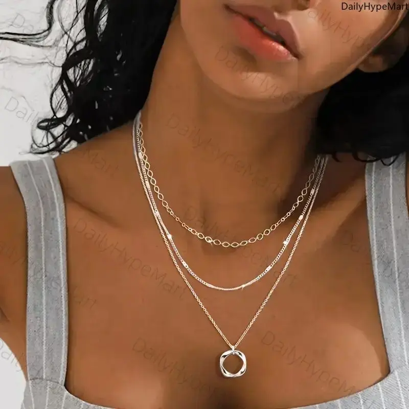 Layering Necklace for Women in 925 Sterling Silver, Elegant Jewelry with a Dainty Circular Pendant for Parties & Gifting, Multilayer Necklace, Fashion Pendants