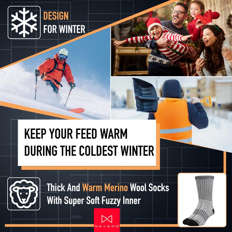 NevEND 3 Pairs Men and Women Heavy Duty Thermal Boot Socks Winter Warm Insulated Heated Cotton Wool Work Crew Thick Warm Socks 5-10 Menswear Underwear Bestie Tropical